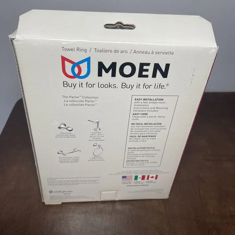NEW Moen PARLOR Silver Chrome Towel Ring Bathroom Hardware DN5486CH